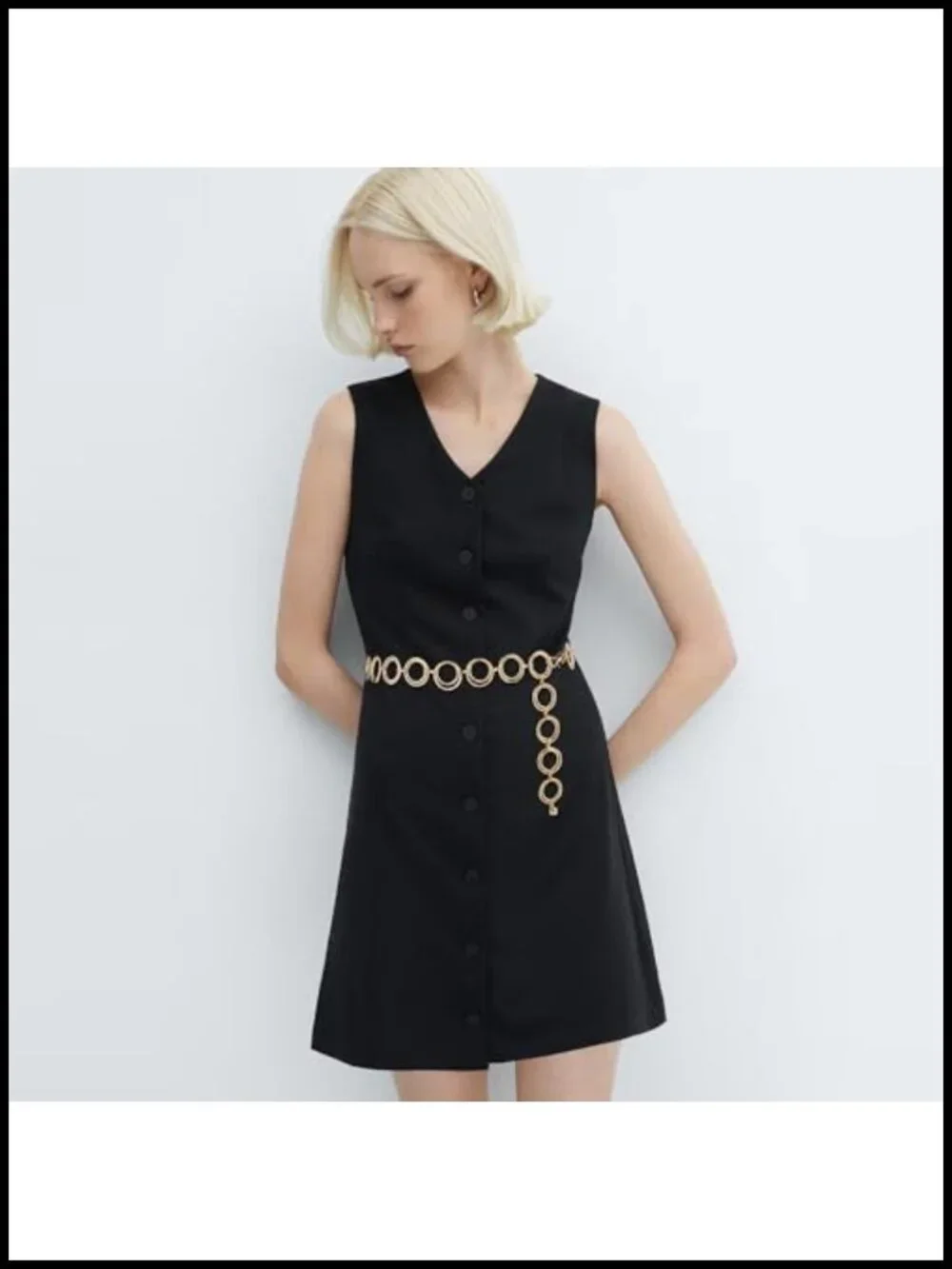 Double O-Ring Chain Belt Waist Chain for Dresses - Alloy Metal Gold